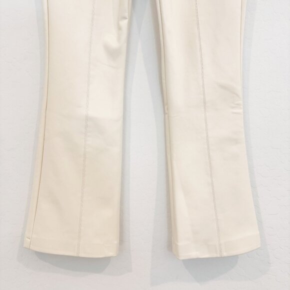 7 For All Mankind Faux Leather Kick Flare Pants Office Business Work Cream 23 - Picture 4 of 12
